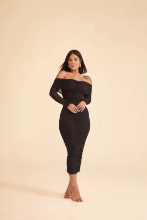 Closet - Vestido Midi Franzido Rayssa