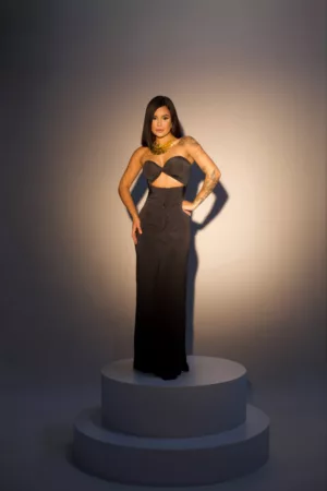 Closet - Vestido Longo Com Franzido Frontal