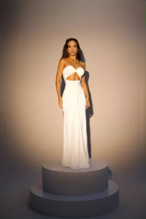 Closet - Vestido Longo Com Franzido Frontal