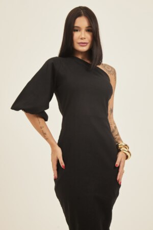 Closet - Vestido Assimétrico Com Regulagem