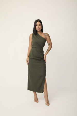 Closet - Vestido Midi Com Pregas Marina
