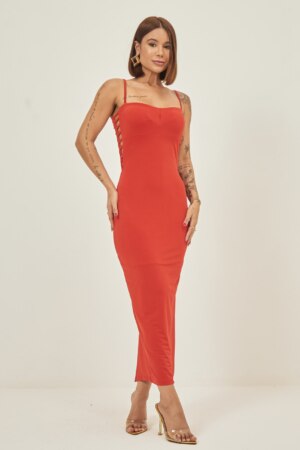 Closet - Vestido midi com tiras laterais Heloise