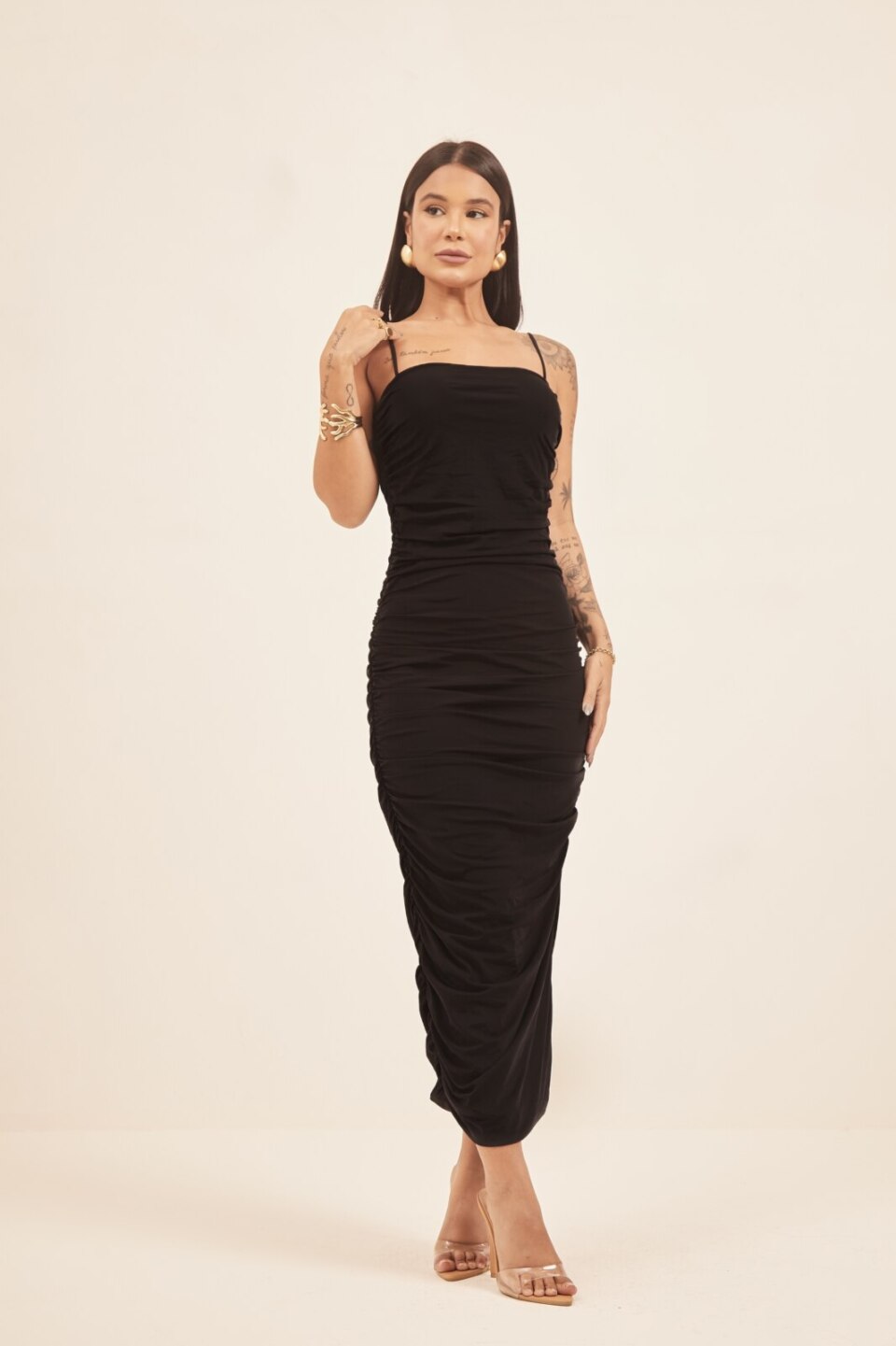 Closet - Vestido Midi Franzido Leonor