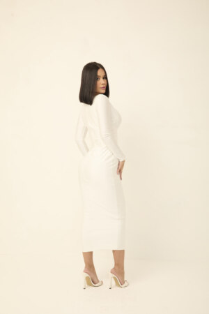Closet - Vestido Midi Flor com Faixa Franzida Paloma