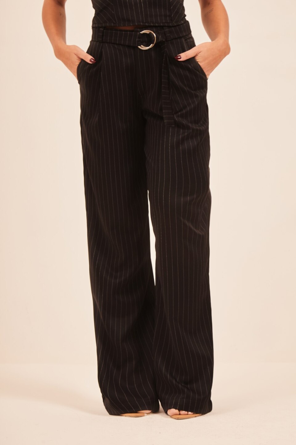 Closet - Calça Alfaitaria Reta Prega Profunda Com Cinto