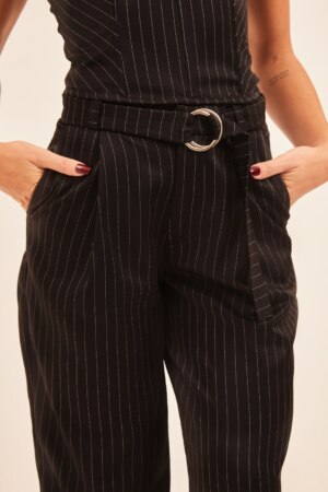 Closet - Calça Alfaitaria Reta Prega Profunda Com Cinto