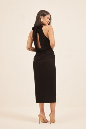 Closet - Vestido Midi Com Gola Sabrina