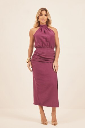 Closet - Vestido Midi Com Gola Sabrina