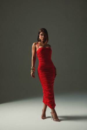 Closet - Vestido Midi Franzido Leonor