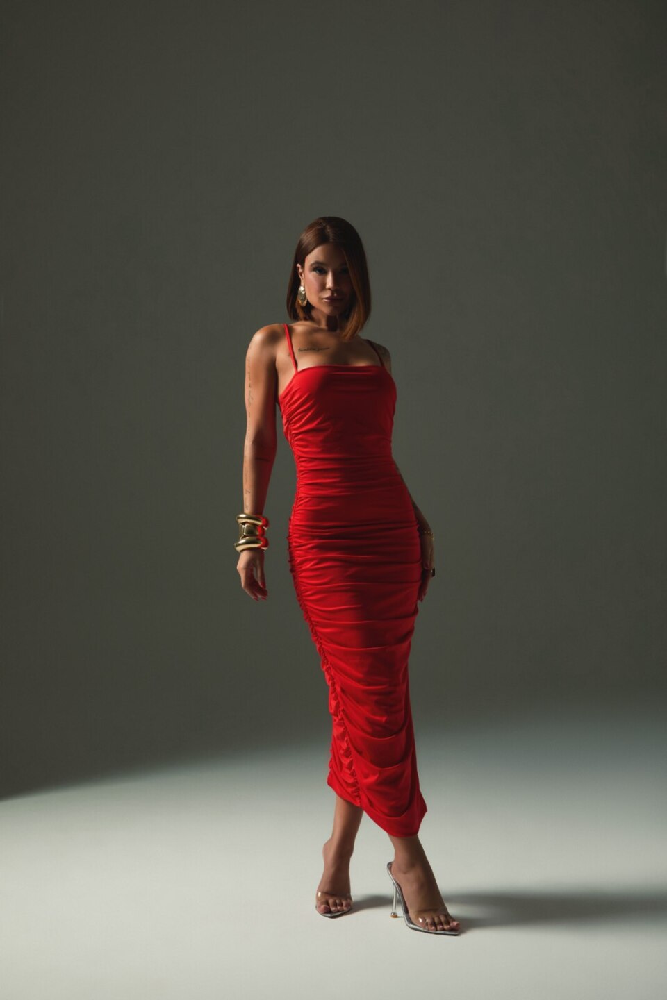 Closet - Vestido Midi Franzido Leonor