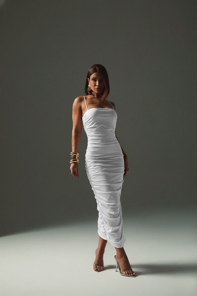 Closet - Vestido Midi Franzido Leonor