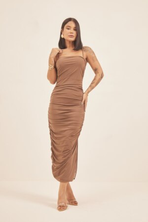 Closet - Vestido Midi Franzido Leonor