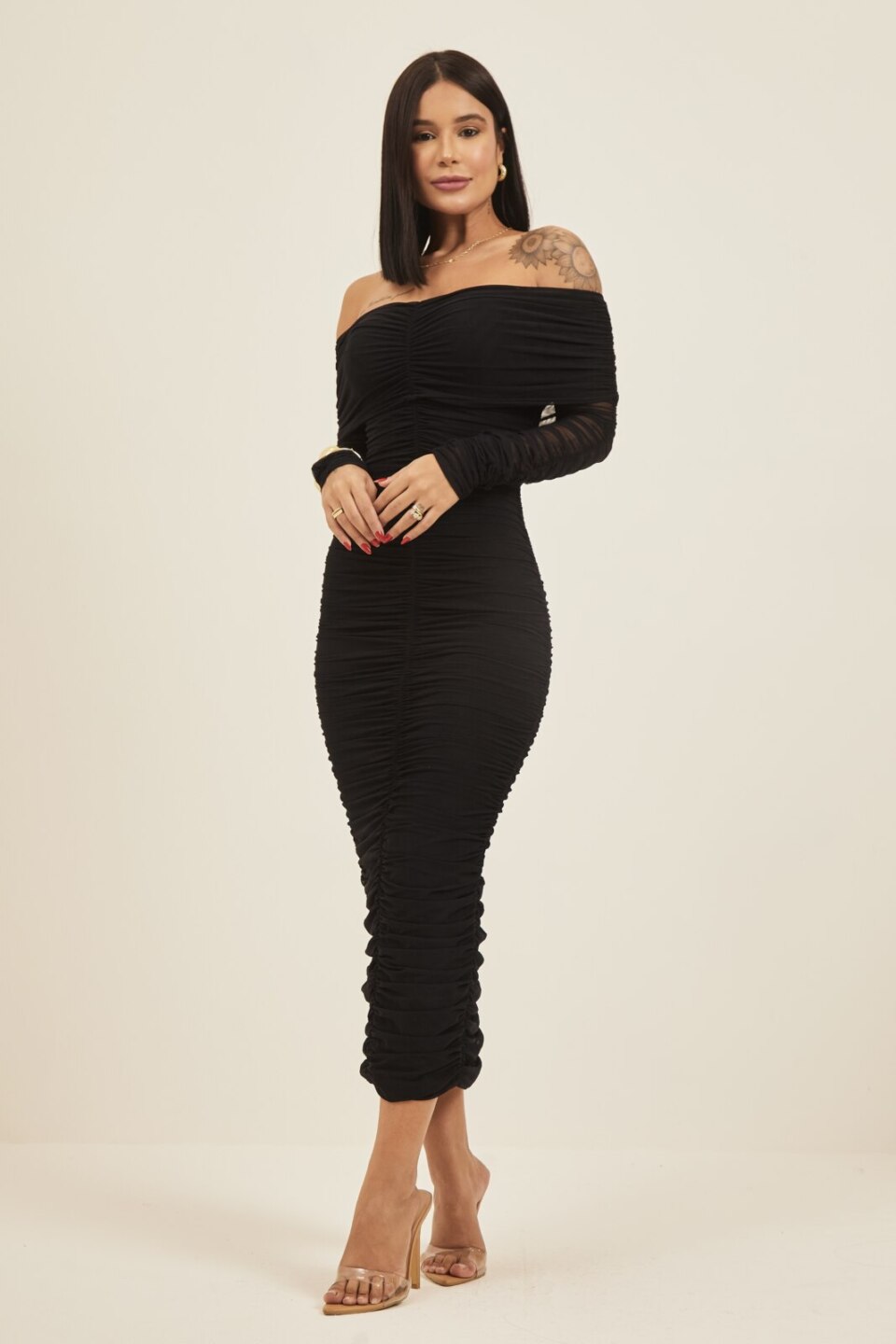 Closet - Vestido Midi Franzido Rayssa