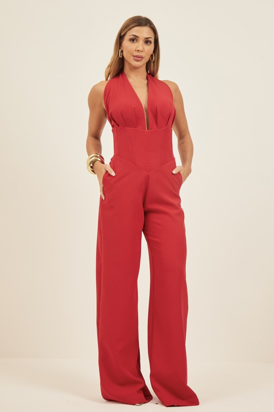Closet - Macacão Corset Com Pregas No Busto
