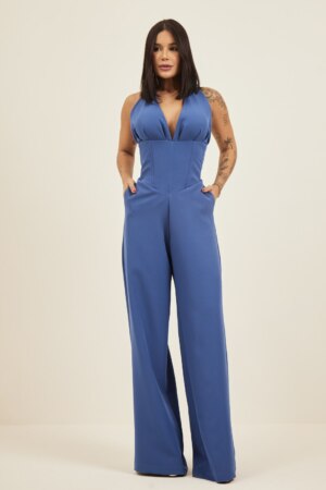 Closet - Macacão Corset Com Pregas No Busto