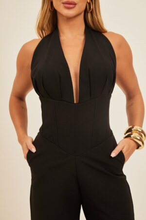 Closet - Macacão Corset Com Pregas No Busto