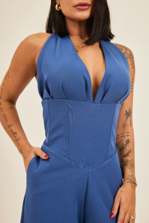 Closet - Macacão Corset Com Pregas No Busto