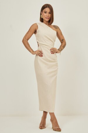 Closet - Vestido Midi Com Pregas Marina