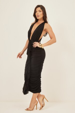 Closet - Vestido Mídi Com Decote e Dabado Sarah