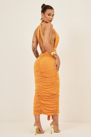 Closet - Vestido Mídi Com Decote e Dabado Sarah
