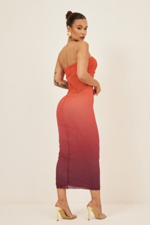Closet - Vestido Mídi Corset Tomara que Caia Degrade