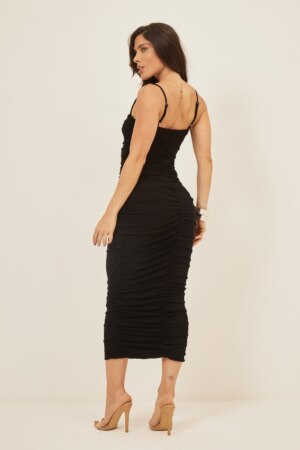 Closet - Vestido Midi Tule Franzido Fernanda