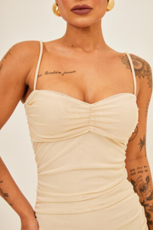 Closet - Vestido Midi Tule Franzido Fernanda