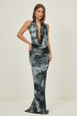 Closet - Vestido Longo Degage Estampado Sara