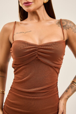 Closet - Vestido Midi Tule Franzido Fernanda