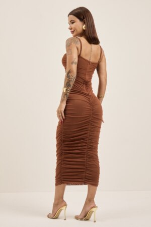 Closet - Vestido Midi Tule Franzido Fernanda