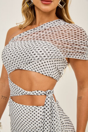 Closet - Vestido Curto Tule Poa Com Recortes Geisi