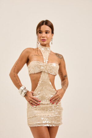 Closet - Conjunto Top e Calça Pantalona Paetê