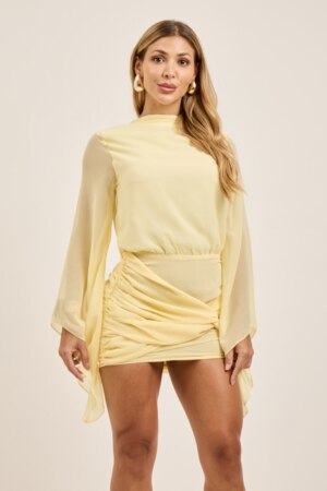 Closet - Vestido Costa Nua Com Manga Longa Tassiana