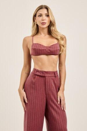 Closet - Conjunto Top e Calça Alfaiataria Risca de Giz