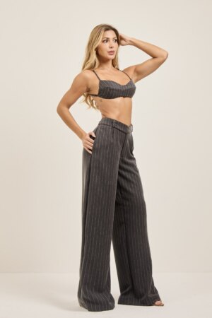 Closet - Conjunto Top e Calça Alfaiataria Risca de Giz