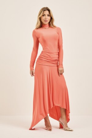 Closet - Vestido Gola Alta Com Saia Longa Melissa