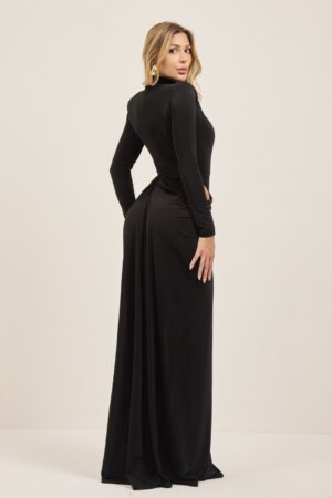 Closet - Vestido Longo Com Decote e Gola Alta Hardel