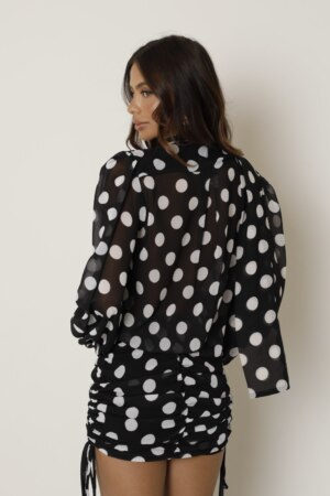 CLOSET: Moda Feminina Elegante, Exclusiva e Atemporal - Blusa Manga Longa Bufante Poá