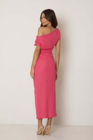 CLOSET: Moda Feminina Elegante, Exclusiva e Atemporal - Vestido Ombro a Ombro Assimétrico Linho Vivian