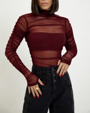 CLOSET: Moda Feminina Elegante, Exclusiva e Atemporal - Body Tule franzido Gabriela