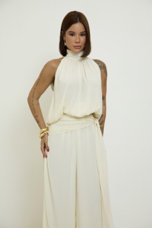 CLOSET: Moda Feminina Elegante, Exclusiva e Atemporal - Macacão Gola Alta Com Calça Aladim