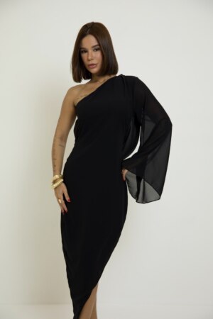 CLOSET: Moda Feminina Elegante, Exclusiva e Atemporal - Vestido Mídi Assimétrico Zaira