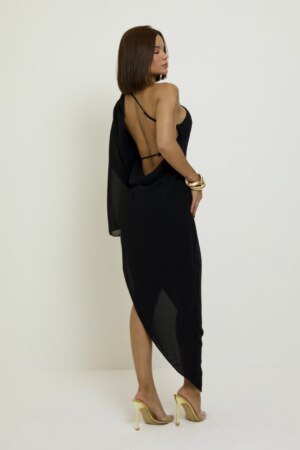 CLOSET: Moda Feminina Elegante, Exclusiva e Atemporal - Vestido Mídi Assimétrico Zaira